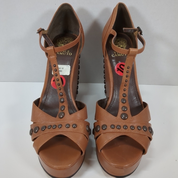 Vince Camuto brown studded wedge sandals, size 10 - Picture 5 of 12